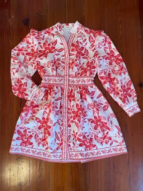 ✨Sunday Up Floral Long Sleeve Button Front Fit & Flare Mini Dress Sz M